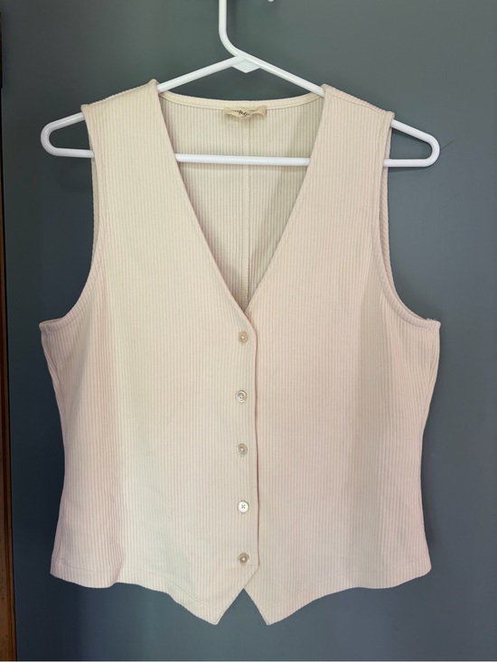 Madewell Tops - Madewell Cream Ribbed Button-Front V-Neck Tank